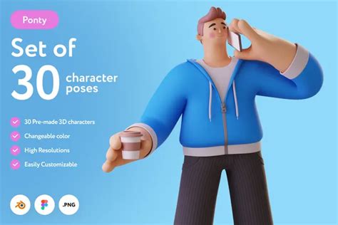 Premium Character Poses 3D Illustration pack from People 3D Illustrations