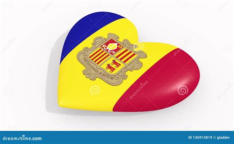 Heart in Colors and Symbols of Andorra on White Background, Loop Stock