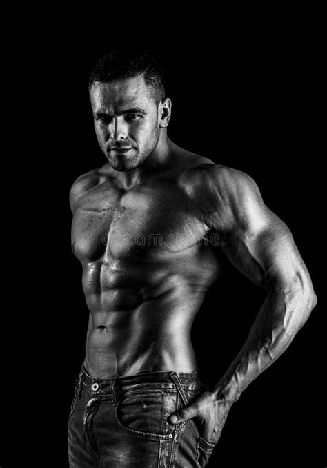Naked Guy In Denim Jeans Nude Male Torso Muscular Man Topless Muscular Fitnes Model Naked
