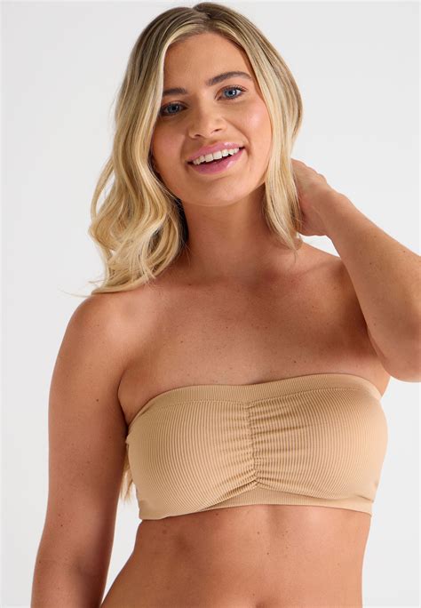 Womens Rib Nude Bandeau Peacocks