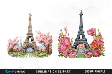 Embroidery Eiffel Tower Clipart Design Graphic By Regulrcrative