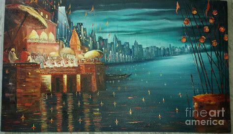 Banaras Ganga Aarti Painting By Sumit Ram Pixels