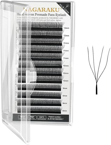 Nagaraku W Eyelash Extension 4d Volume Premade 0 07mm D Curl 8 12mm Mix