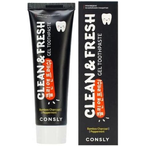 Гелевая зубная паста Consly Clean&Fresh с бамбуковым углем и перечной ...