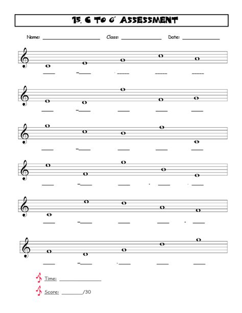 Treble Clef Ledger Lines Worksheet