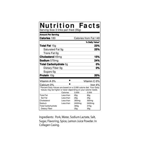 Jimmy Dean Hot Sausage Nutrition Facts - Nutrition Ftempo