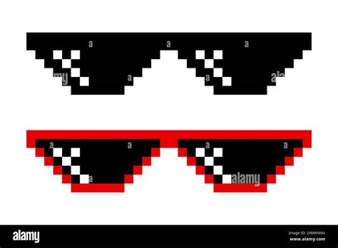 Pixelated Sunglasses Set. Pixel Boss Glasses, 8 bit Style. Meme Game 8 ...