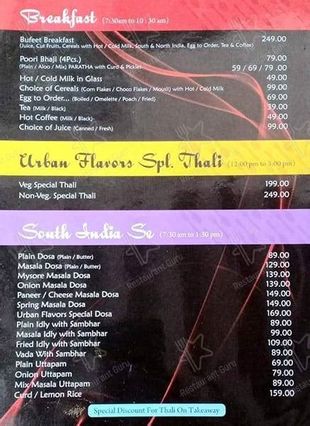 Menu At Urban Flavors Varanasi