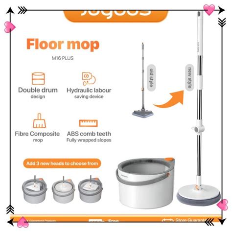 Joybos Self Wash Spin Mop M White Spinner Flat Rotating Cleaner