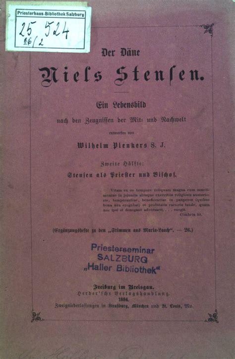 Der D Ne Niels Stensen Ein Lebensbild Nach Den Zeugnissen Der Mit Und