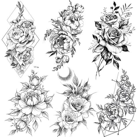 Buy Coktak6 Pieces Lot 3d Realistic Large Black Rose Flower Temporary