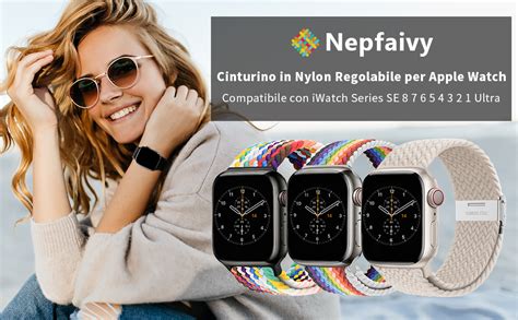 Nepfaivy Cinturino Compatibile Con Apple Watch Mm Mm Mm Cinturini