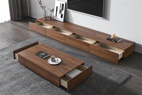 Odin Walnut Tv Stand Cabinet With Drawers Povison Long Living Room