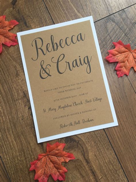 Fall Wedding Invitation Autumn Leaves Wedding Stationary Etsy