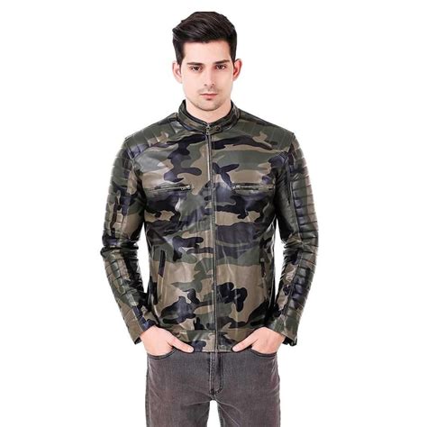 Mens Camo Biker Style Leather Jacket Camouflage Jacket - Etsy