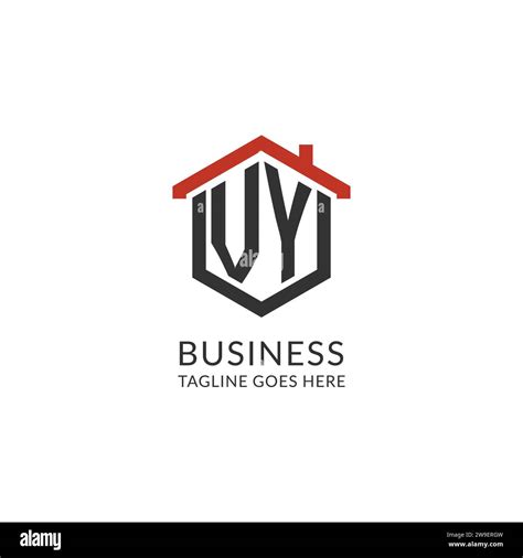 Initial Logo Vy Monogram With Home Roof Hexagon Shape Design Simple