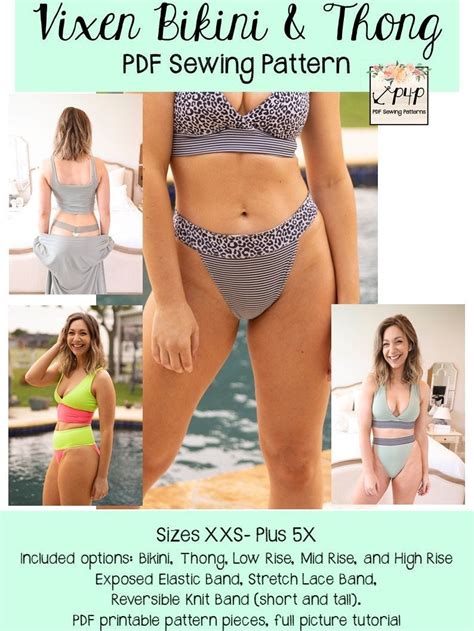 Vixen Bikini Thong PDF Sewing Pattern Adult Sizes XXS Etsy UK