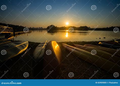 Canoe at Wetland Putrajaya during Sunset Stock Image - Image of ...