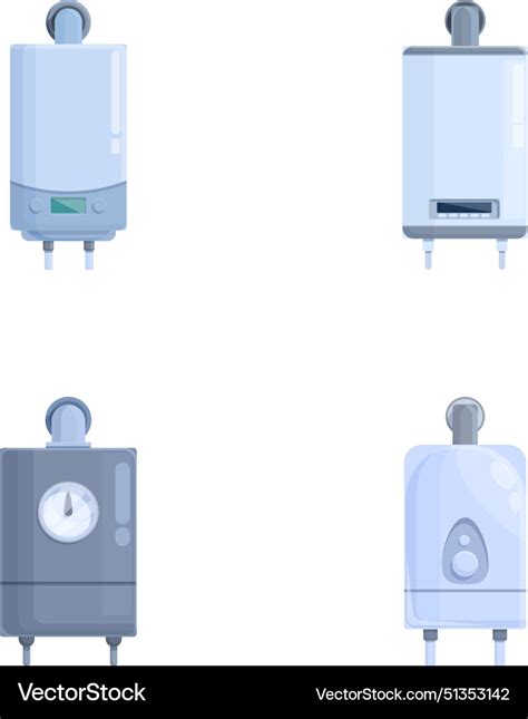 Gas Boiler Icons Set Cartoon Royalty Free Vector Image