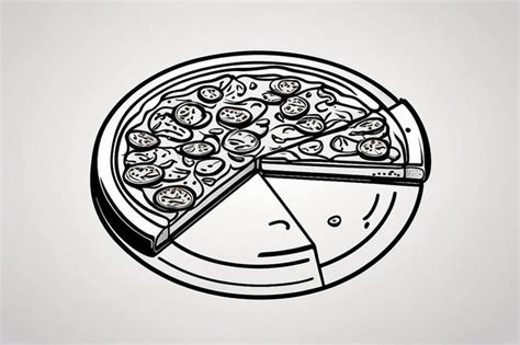 Icono lineal de pizza con una rebanada separada Ilustración de línea