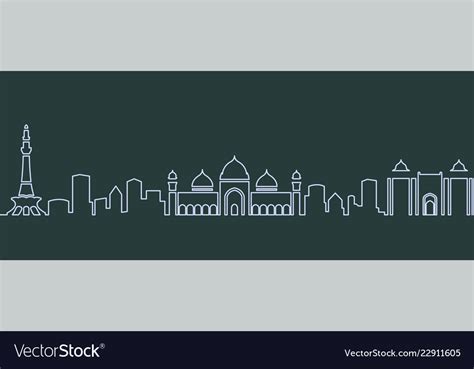 Lahore single line skyline Royalty Free Vector Image