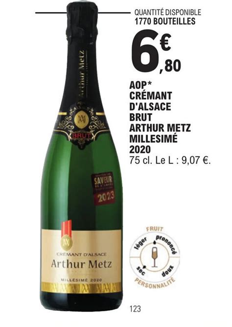 Promo AOP CRÉMANT D ALSACE BRUT ARTHUR METZ MILLESIMÉ 2020 chez E Leclerc