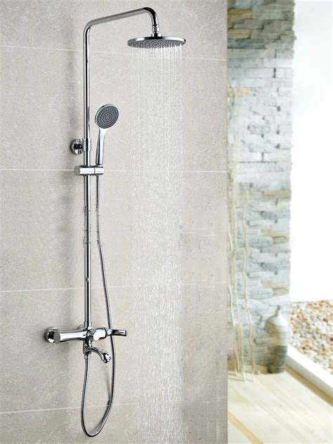 Wall Mounted Chrome Finished Rain Brass Bathroom Shower Set Shower