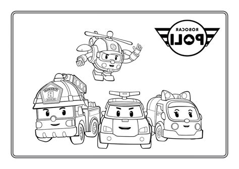 Printable Robocar Poli Coloring Sheets Easy for Kids - Blank Outline ...