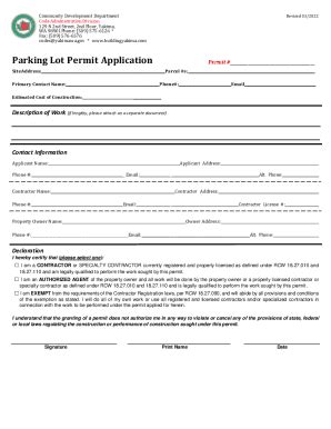 Fillable Online PARKING LOT PERMIT APPLICATION PACKET Fax Email Print