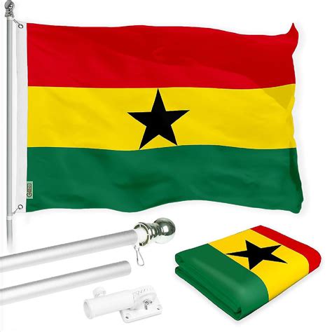 G Combo Ft Silver Flagpole X Ft Ghana Printed D Polyester