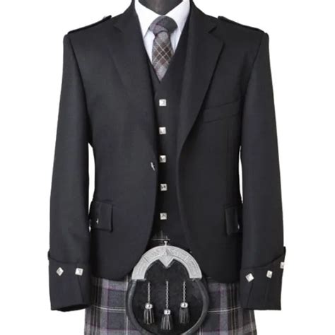 Men S Black Argyle Kilt Jacket With Vest Men S Wool Wedding Kilt