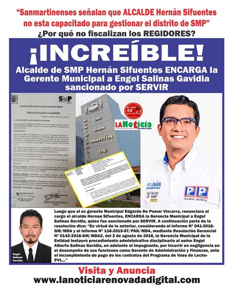 Lima Norte Alcalde De Smp Hernán Sifuentes Encarga La Gerencia