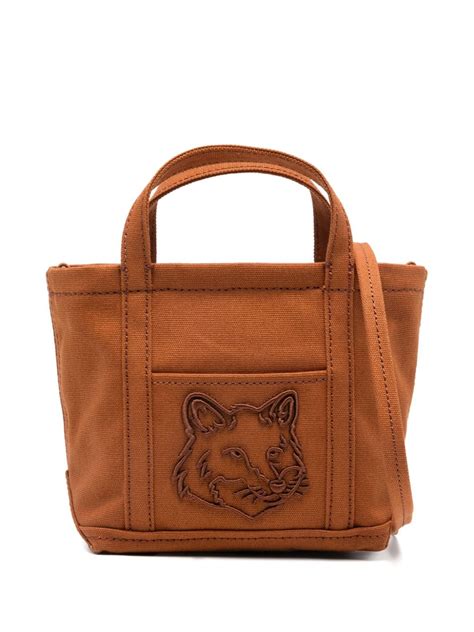 Maison Kitsuné Mini Fox Head Tote Bag ブラウン FARFETCH JP