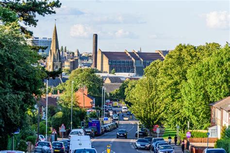 Northampton UK - Aug 15 2017: Cloudy Day Cityscape View of Northampton ...