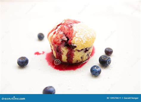 Tasty Blueberry Muffin Isolated On A White Background Stock Image