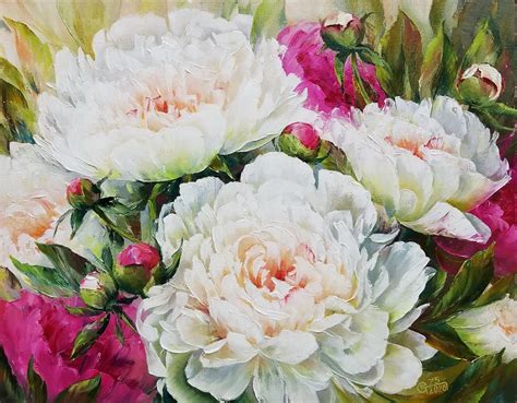 White Peony Painting Original Flowers Canvas Painting Peony - Etsy