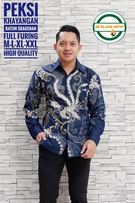 Kemeja Batik Warna Biru Dongker Batik Pria Lengan Panjang Warna Navy