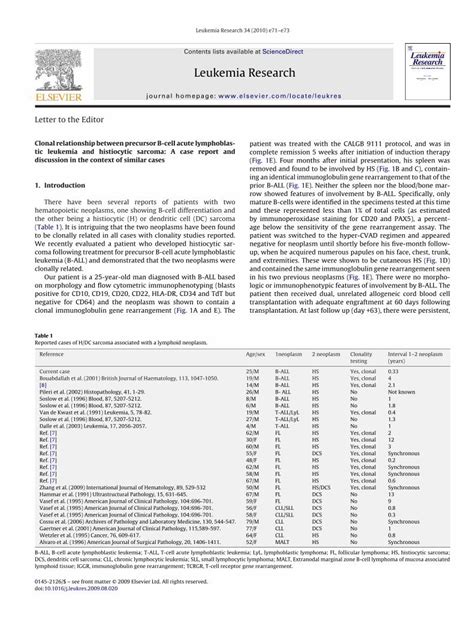 Pdf Clonal Relationship Between Precursor B Cell Acute Lymphoblastic