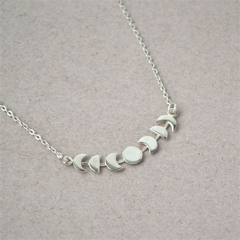 Moon Phase Necklace Sterling Silver Moon Choker Moonphase Etsy