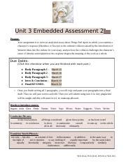 Unit Ea Draft Docx Unit Embedded Assessment Prompt Your