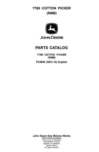 John Deere 7760 Cotton Picker Parts Catalog