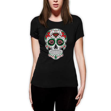 Christmas Sugar Skull T Shirt Women Xmas Diamond Tattoo Skeletons Dead