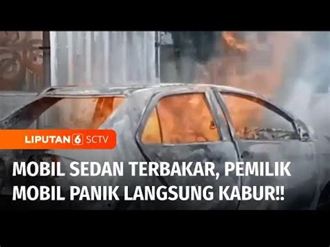 Sebuah Mobil Sedan Yang Memuat Jerigen Berisi Pertalite Terbakar Di Pom