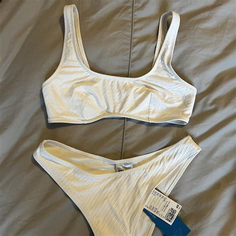 H M White Bikini Never Worn Size 12 Bottoms And Depop