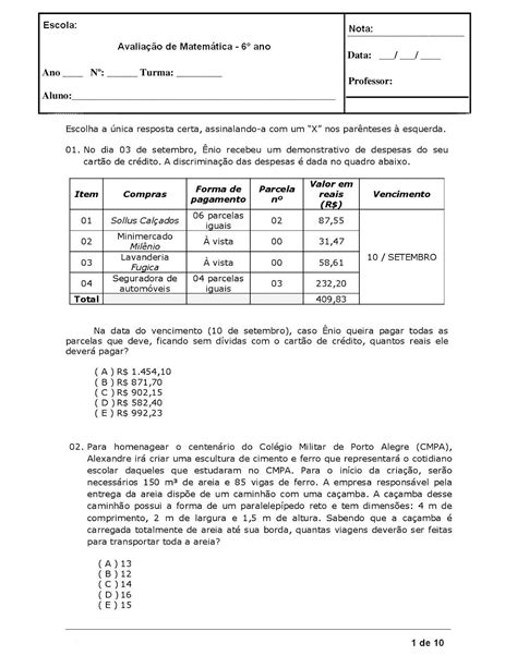 Atividades De Matematica 6 Ano Para Imprimir Edukita