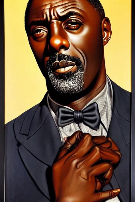 Idris Elba Portrait By Gil Elvgren And Norman Rockwell Stable