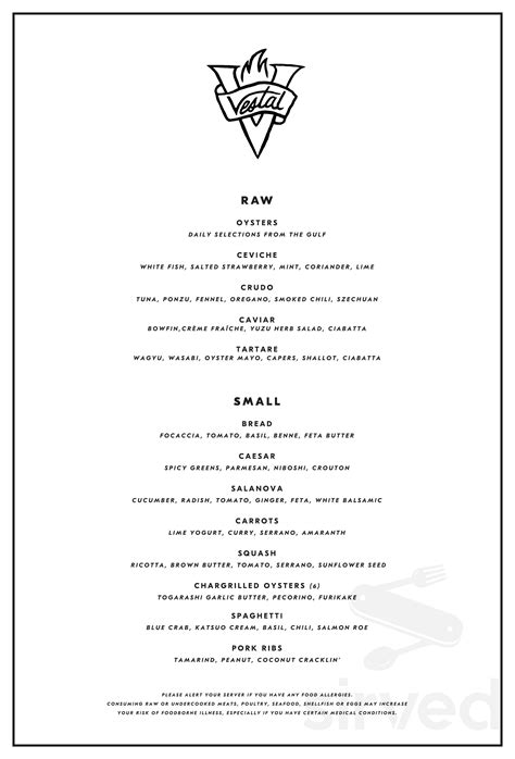 Vestal Restaurant menus in Lafayette, Louisiana, United States