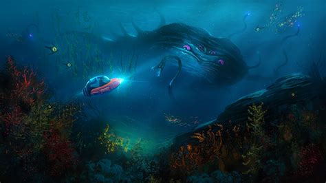 water, underwater, plants, submarine, subnautica, sea monsters, video ...