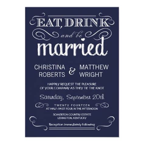 Rustic Typography Navy Blue Wedding Invitations 11 Cm X 16 Cm ...