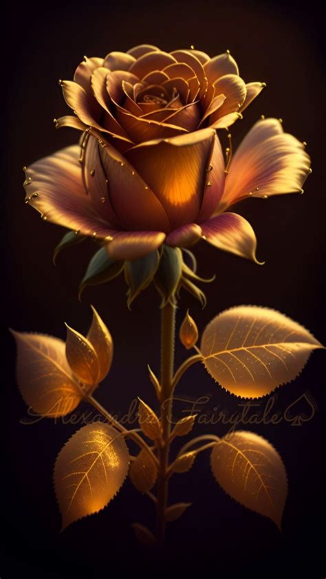 Golden Rose Wallpaper | Beautiful Rose Art